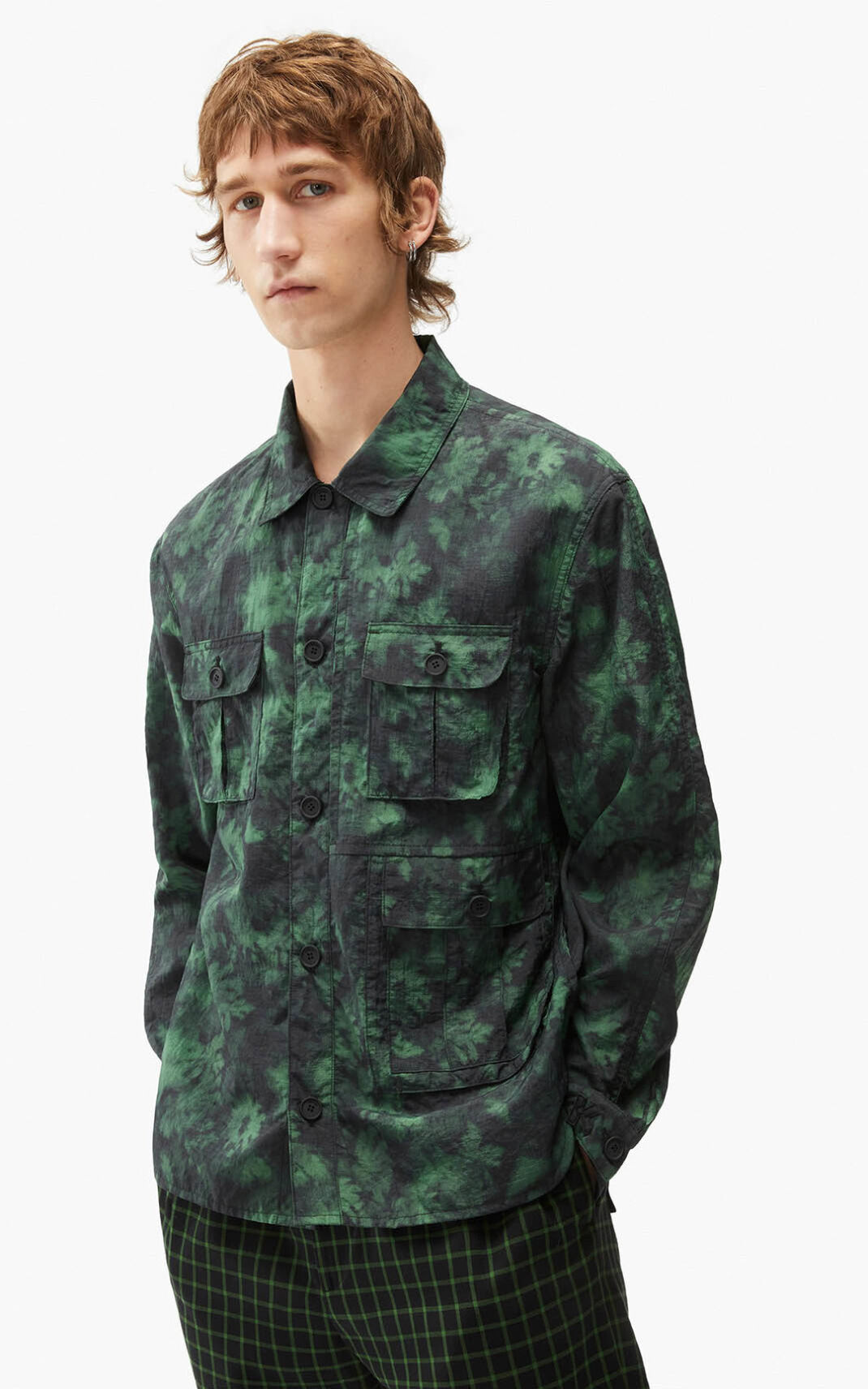 Camisas Kenzo Ghost Flower Masculino - Verdes Escuro | 980ATVFOG